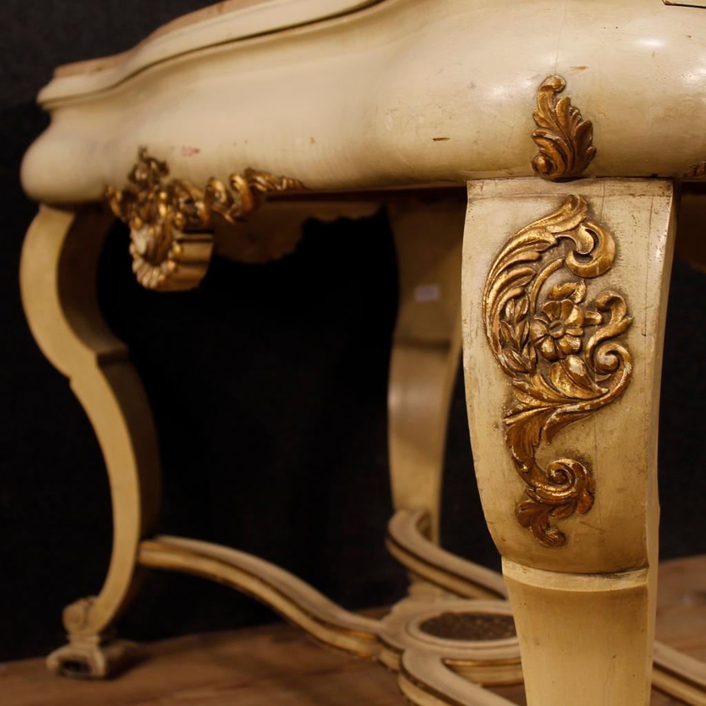 20th Century Lacquered and Gold Wood Marble Top Dutch Table, 1950s For Sale 4