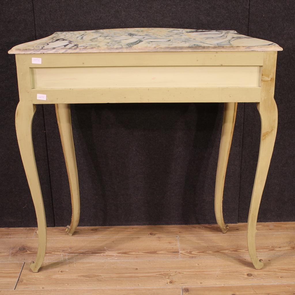20th Century Lacquered and Gold Wood Marble Top Italian Console Table, 1960s For Sale 2