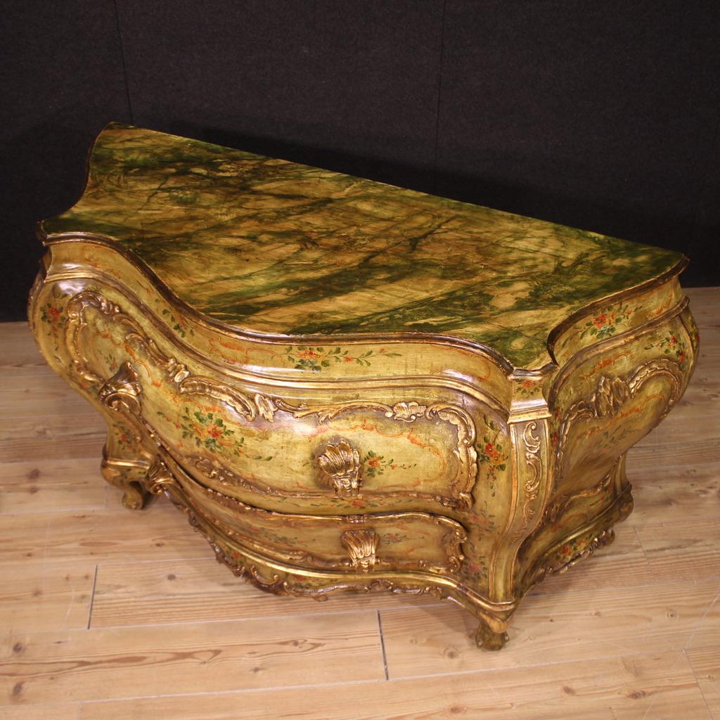 20th Century Lacquered and Gold Wood Venetian Commode, 1950 in vendita 4