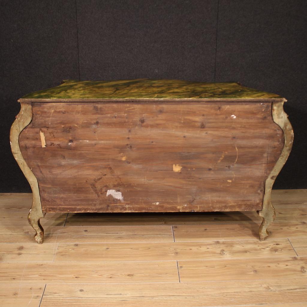 Mid-20th Century 20th Century Lacquered and Gold Wood Venetian Commode, 1950 in vendita