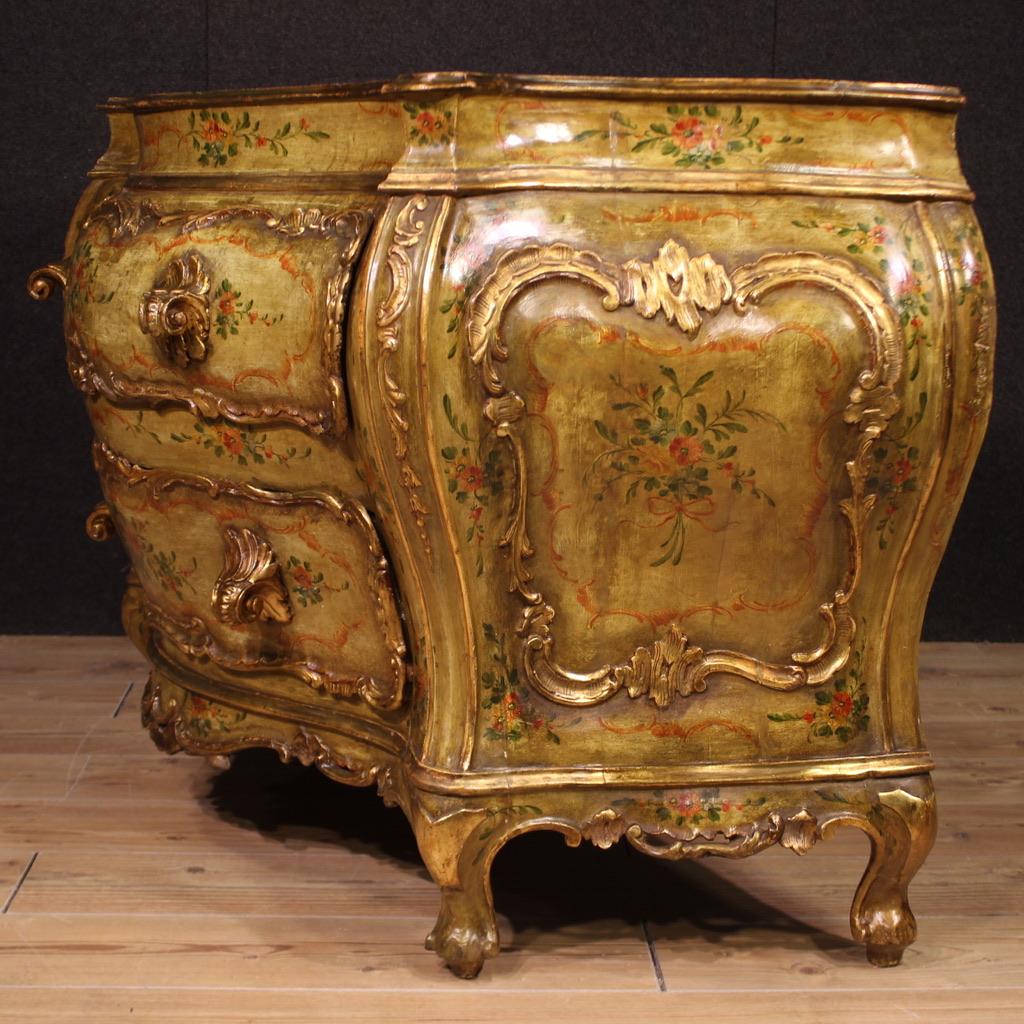 20th Century Lacquered and Gold Wood Venetian Commode, 1950 in vendita 1