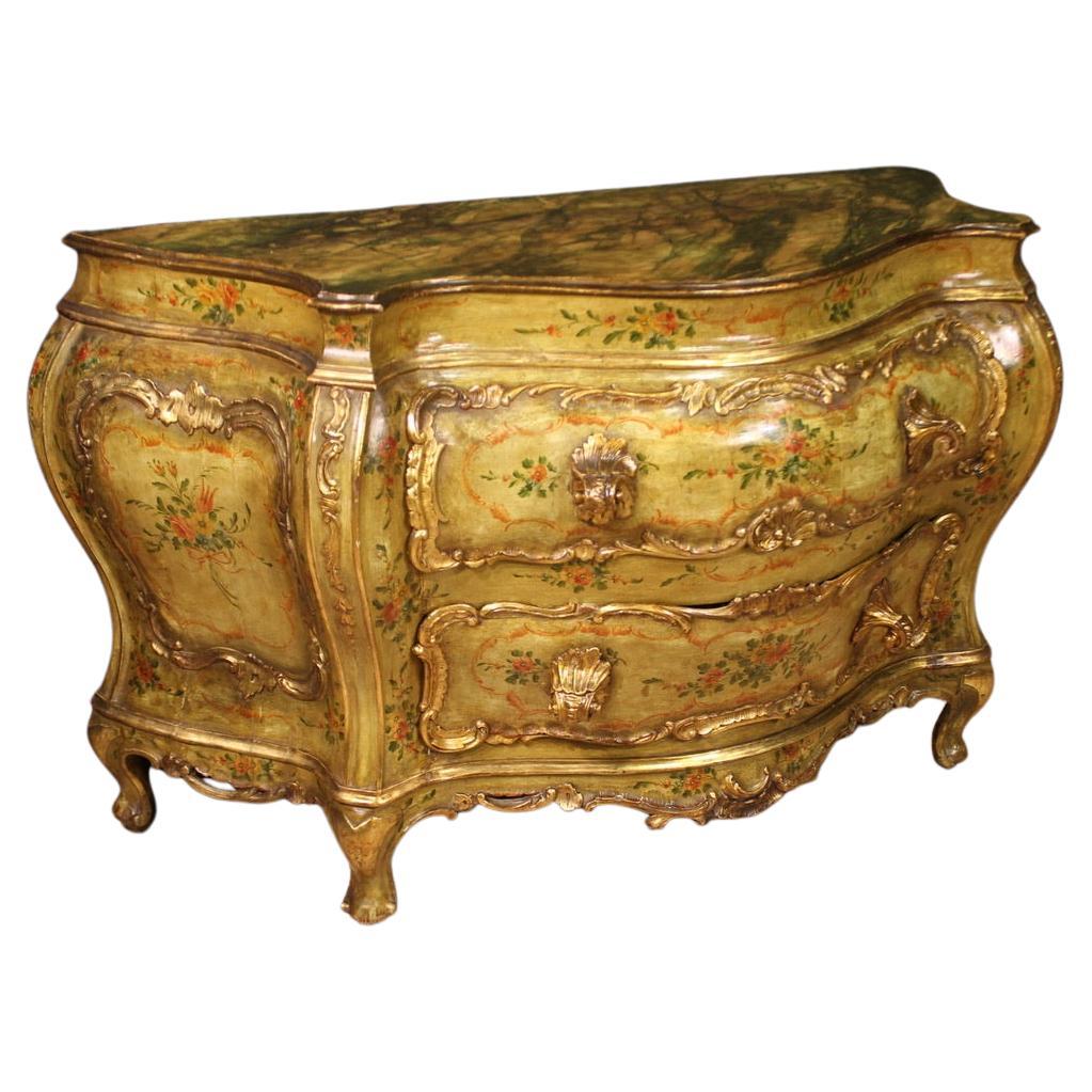 20th Century Lacquered and Gold Wood Venetian Commode, 1950