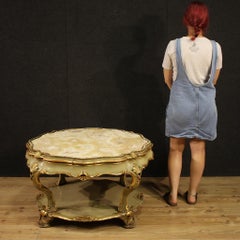 20th Century Lacquered and Golden Wood Onyx Top Venetian Coffee Table, 1950s