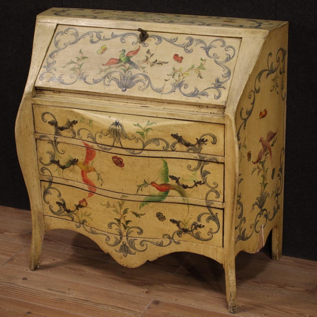 20th Century Lacquered and Hand-Painted Wood Italian Bureau, 1960 1