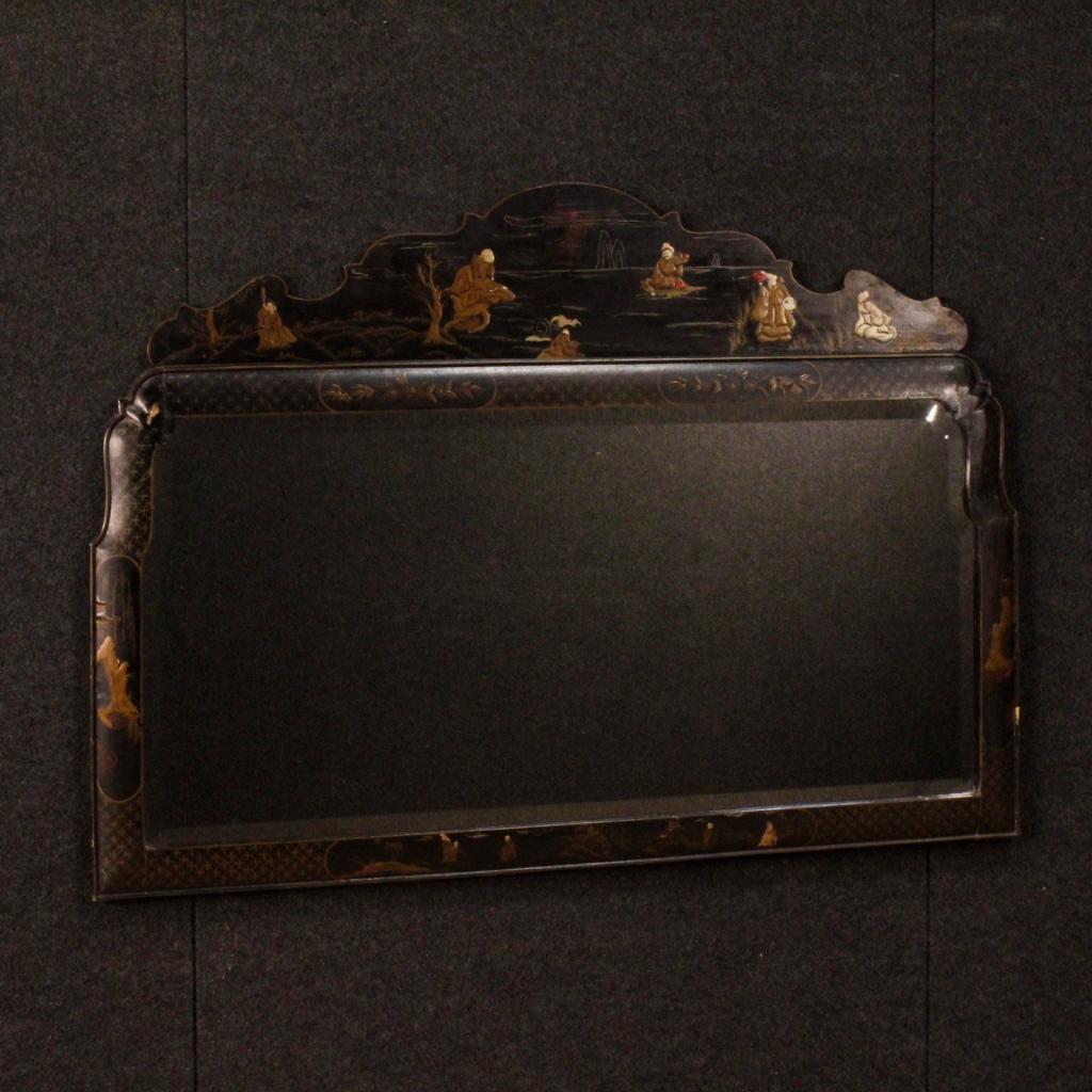 20th Century Lacquered and Painted Chinoiserie Wood French Mirror, 1960 6