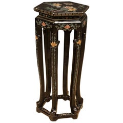 20th Century Lacquered And Painted Chinoiserie Wood French Side Table, 1970
