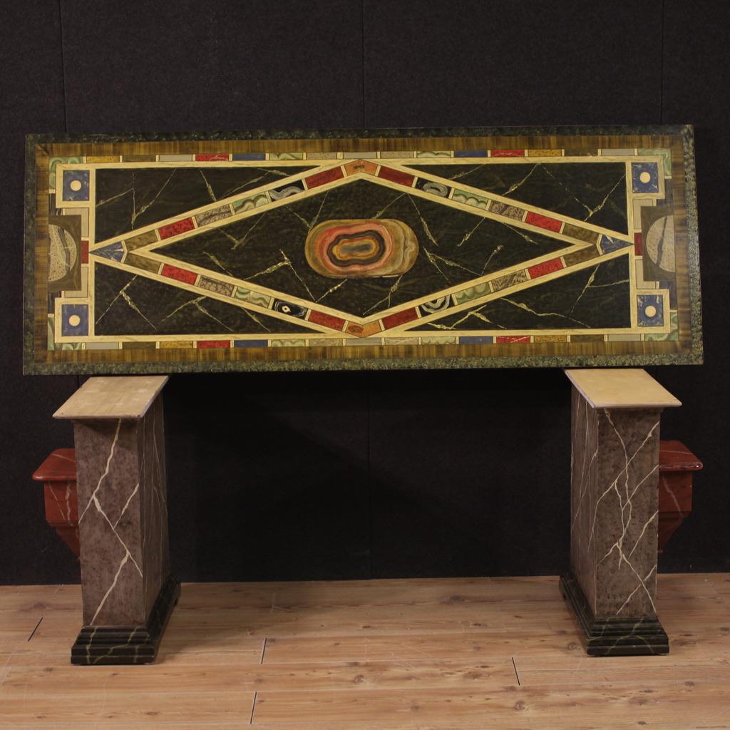 20th Century Lacquered and Painted Fake Marble Wood Dutch Table, 1970s For Sale 2