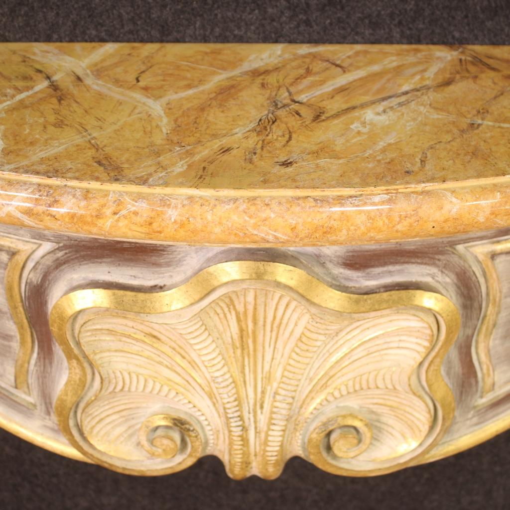 20. Jahrhundert Italienischer Kamin aus lackiertem und bemaltem Kunstmarmorholz, 1980 im Angebot 4