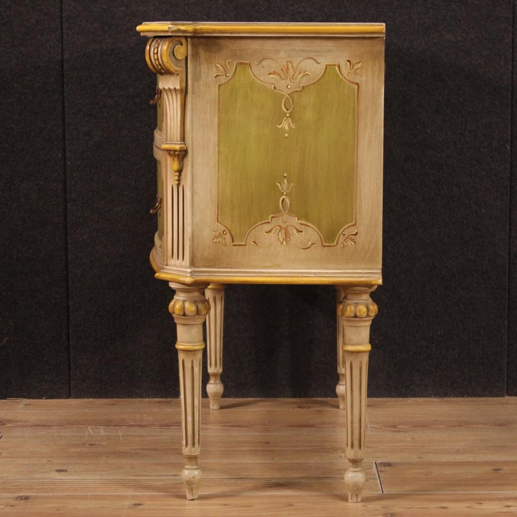 20th Century Lacquered and Painted Floral Decorations Wood Italian Commode, 1960s For Sale 7