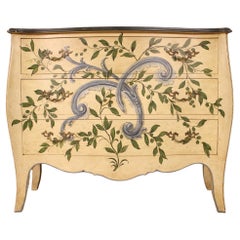 20th Century Lacquered and Painted Floral Decorations Wood Italian Dresser, 1960