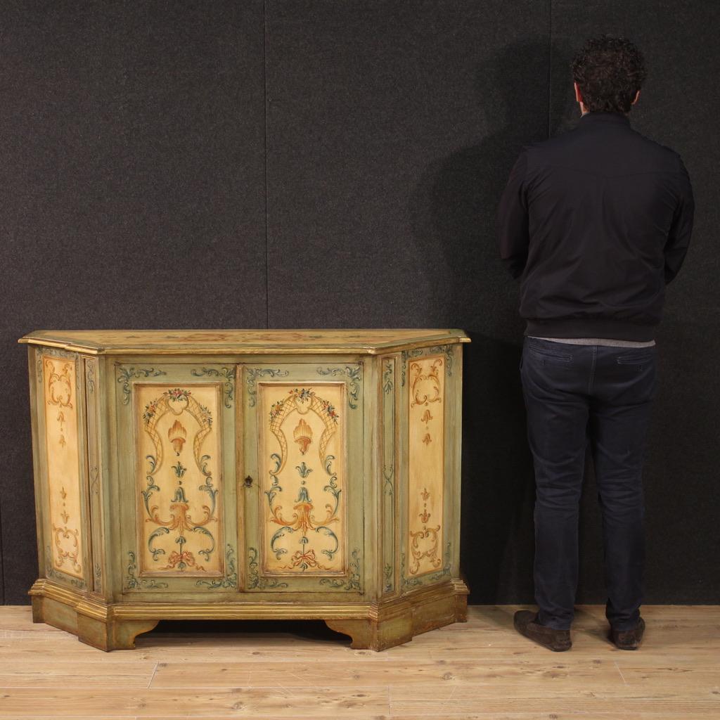 Italian 20th Century Lacquered and Painted Venetian Louis XVI Style Sideboard, 1960