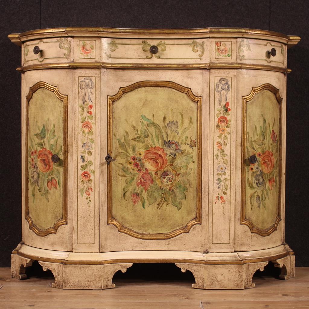 Italian 20th Century Lacquered and Painted Venetian Sideboard, 1960