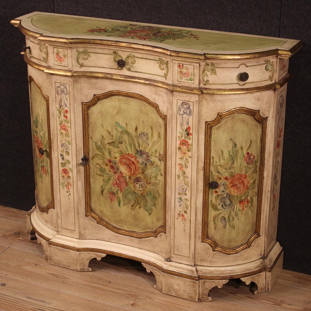 20th Century Lacquered and Painted Venetian Sideboard, 1960 In Good Condition In Vicoforte, Piedmont