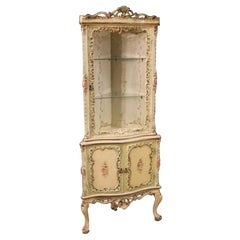 20th Century Lacquered and Painted Wood and Plaster Venetian Corner Cabinet