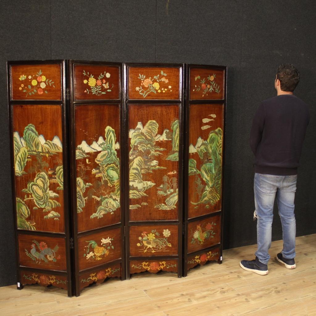 20th Century Lacquered and Painted Wood Chinese Screen, 1960 8