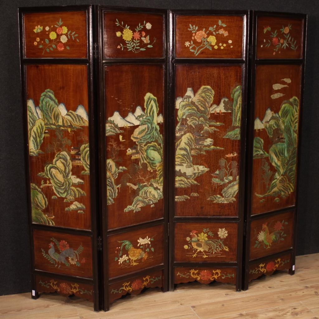 20th Century Lacquered and Painted Wood Chinese Screen, 1960 9