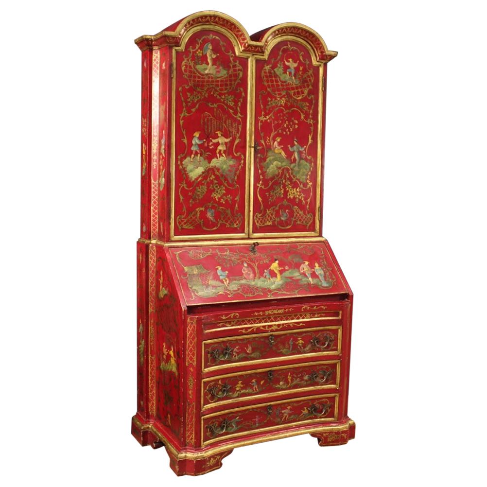 20th Century Lacquered and Painted Wood Chinoiserie Venetian Trumeau, 1950