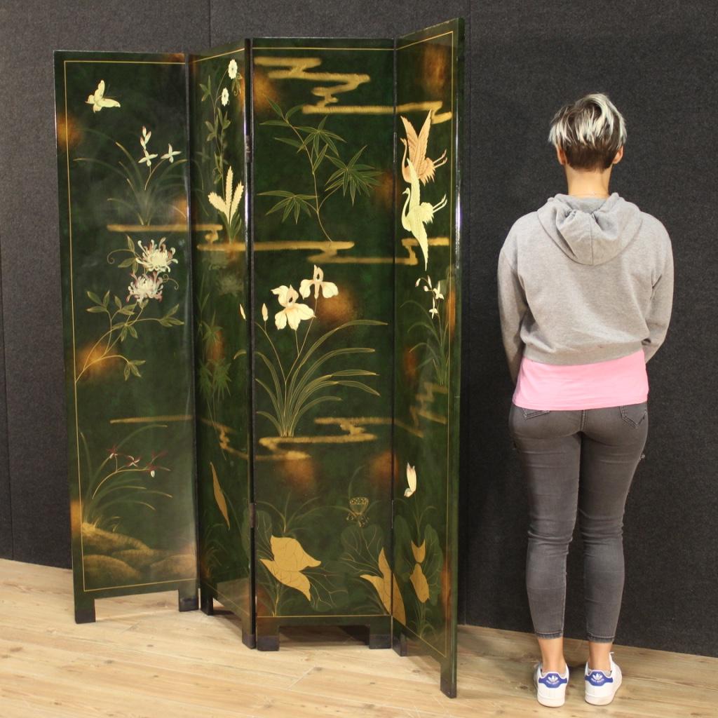 20th Century Lacquered and Painted Wood French Chinoiserie Screen, 1980 9