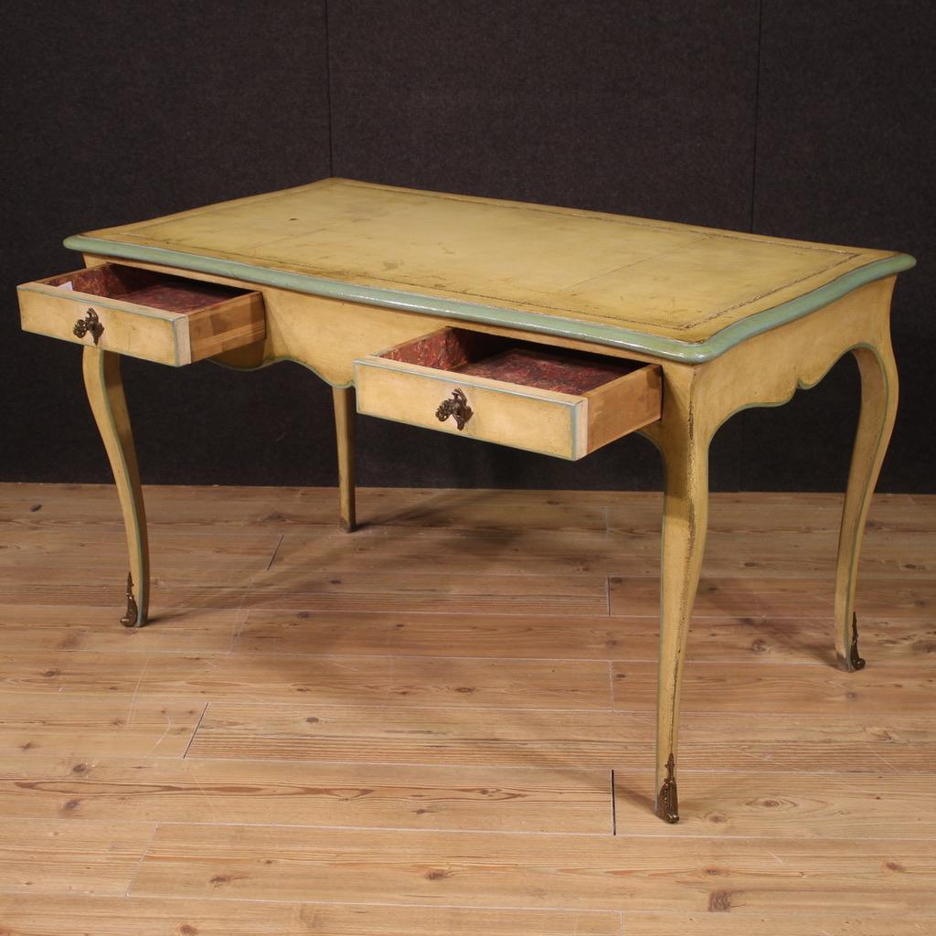 20th Century Lacquered and Painted Wood French Louis XV Style Writing Desk, 1950 For Sale 7