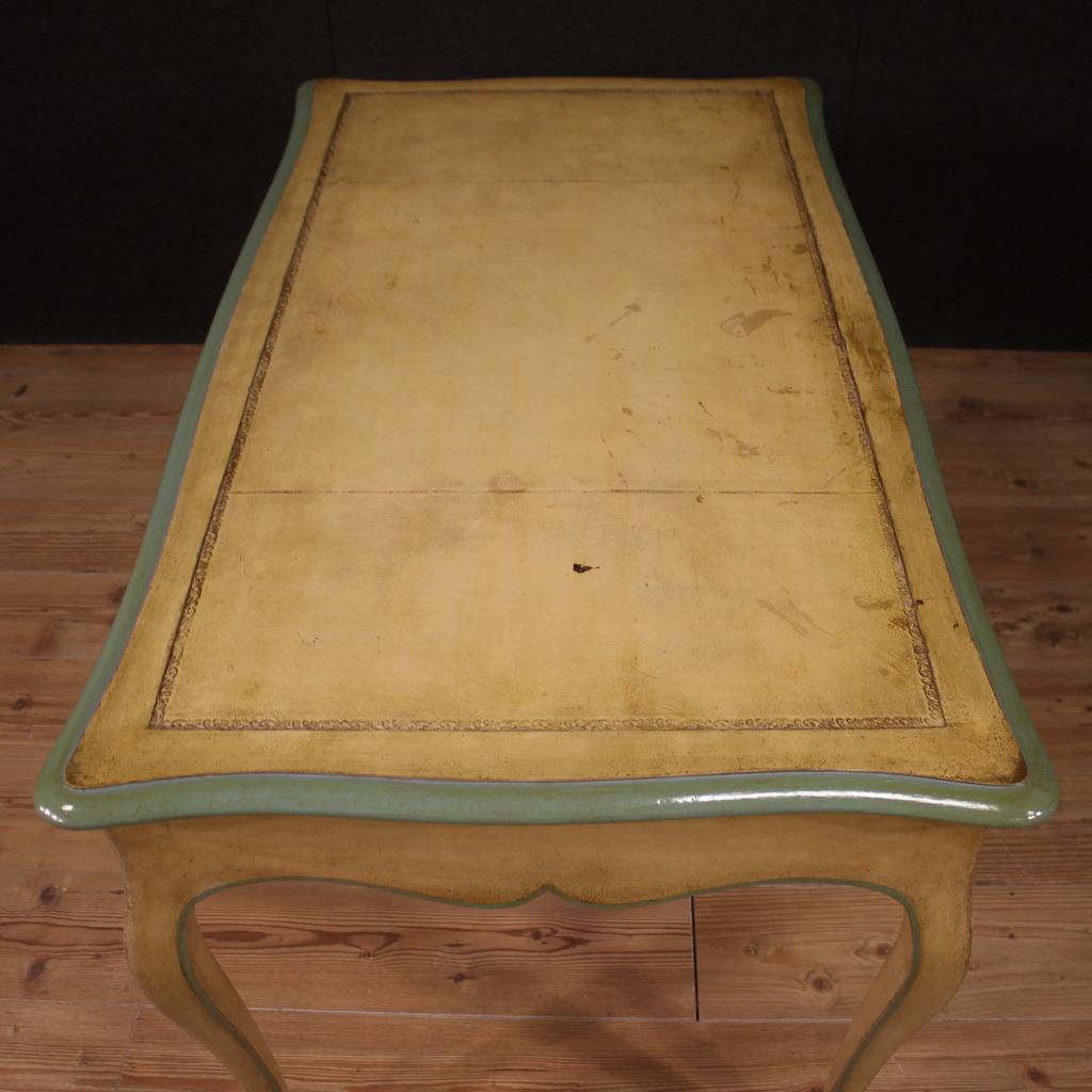 Mid-20th Century 20th Century Lacquered and Painted Wood French Louis XV Style Writing Desk, 1950 For Sale