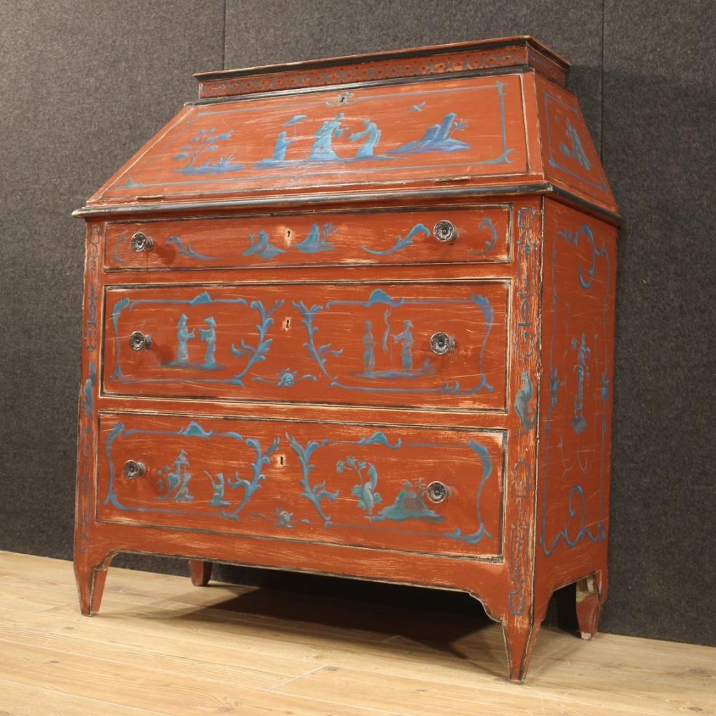 20th Century Lacquered and Painted Wood Italian Bureau Desk, 1960 In Good Condition In Vicoforte, Piedmont