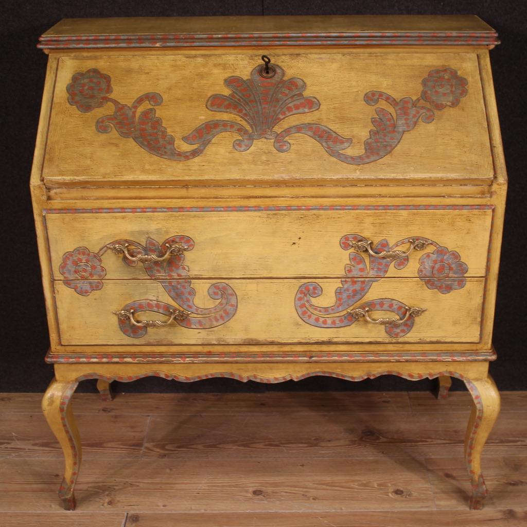 20th Century Lacquered and Painted Wood Italian Bureau Desk, 1960 In Good Condition In Vicoforte, Piedmont