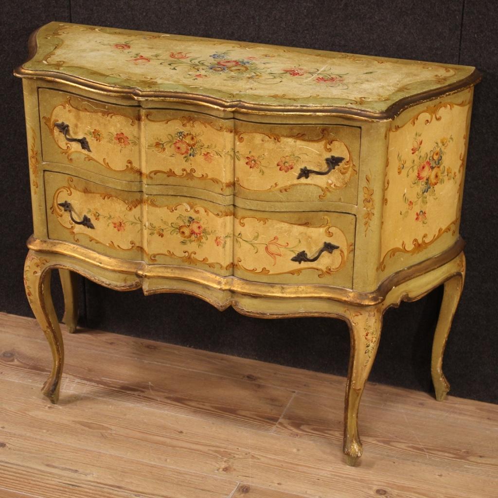 20th Century Lacquered and Painted Wood Italian Commode in Venetian Style, 1950 1