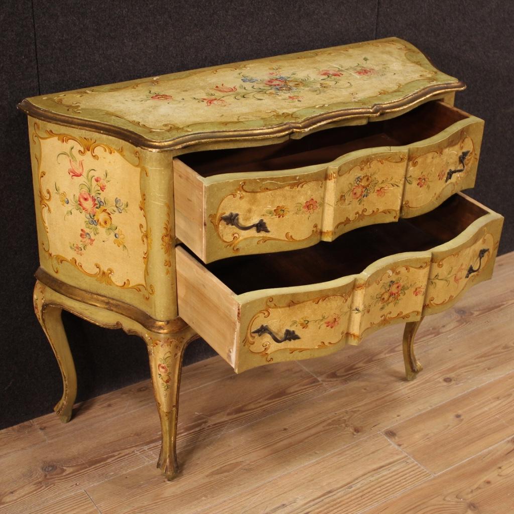 20th Century Lacquered and Painted Wood Italian Commode in Venetian Style, 1950 4