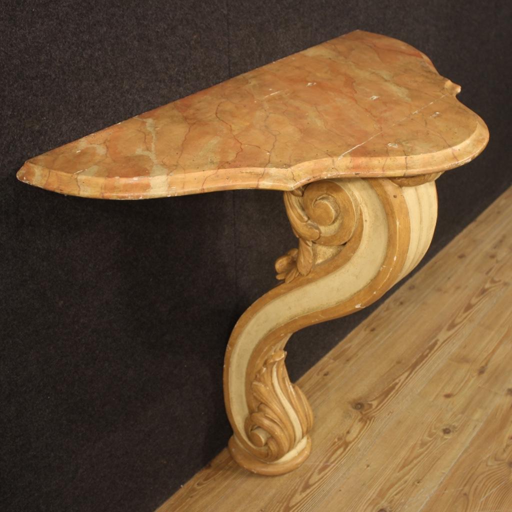 20th Century Lacquered and Painted Wood Italian Console Table, 1960 For Sale 6