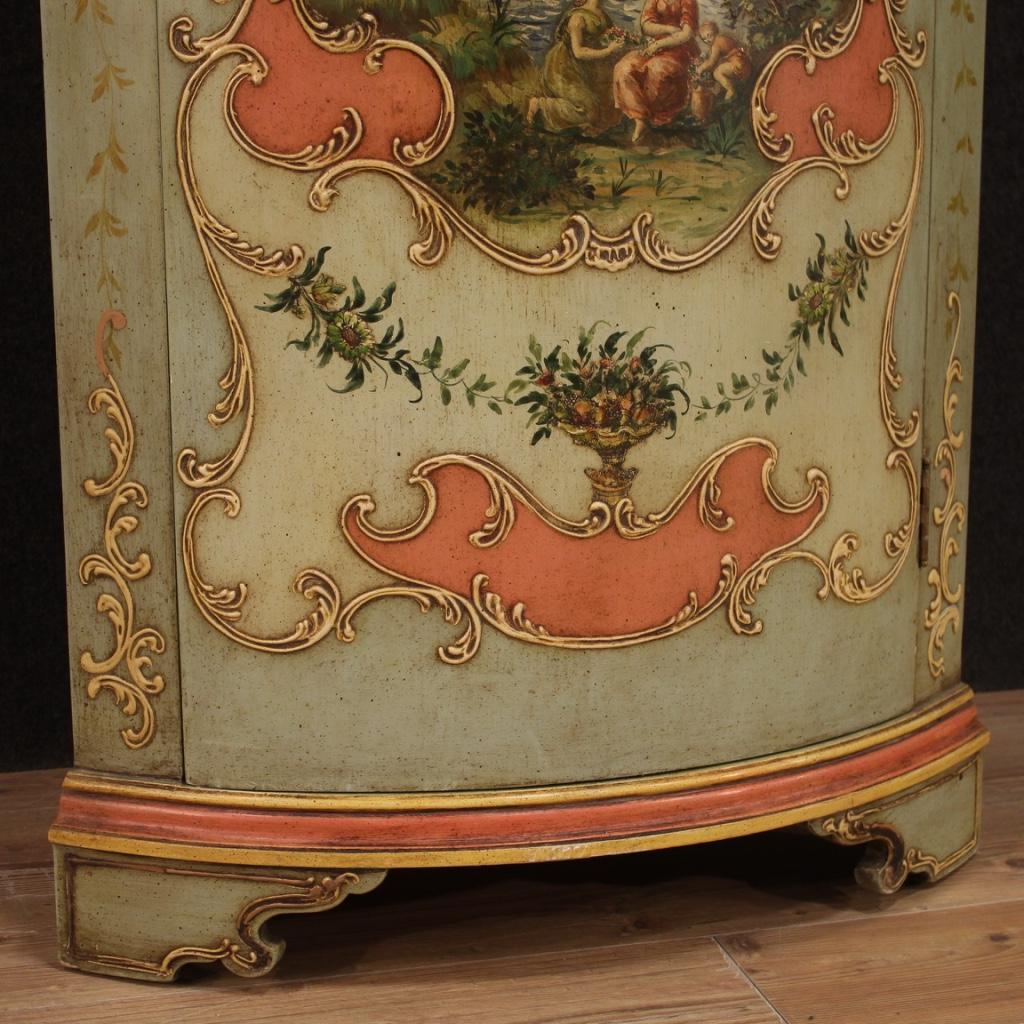 20th Century Lacquered and Painted Wood Italian Corner Cupboard, 1950 2