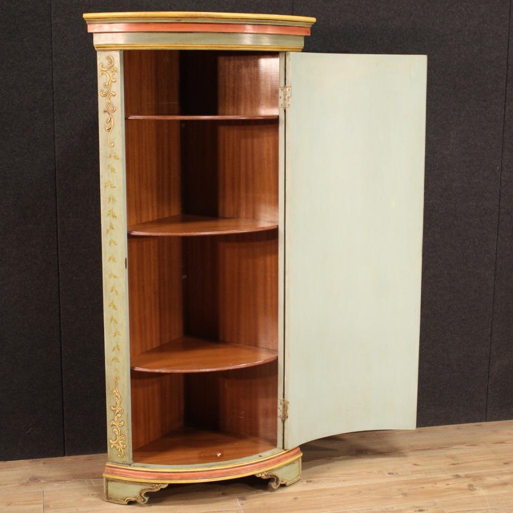 20th Century Lacquered and Painted Wood Italian Corner Cupboard, 1950 4