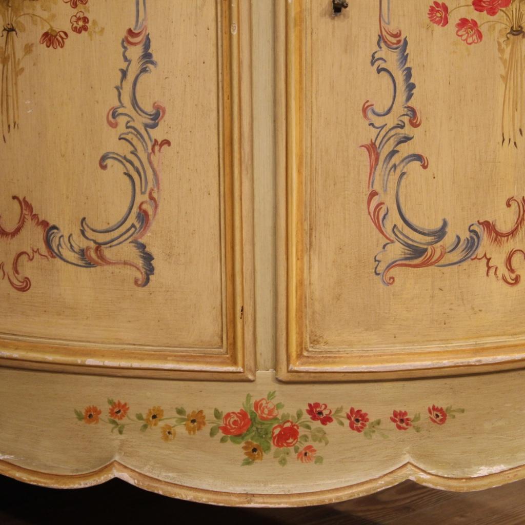 20th Century Lacquered and Painted Wood Italian Corner Cupboard Cabinet, 1960 4