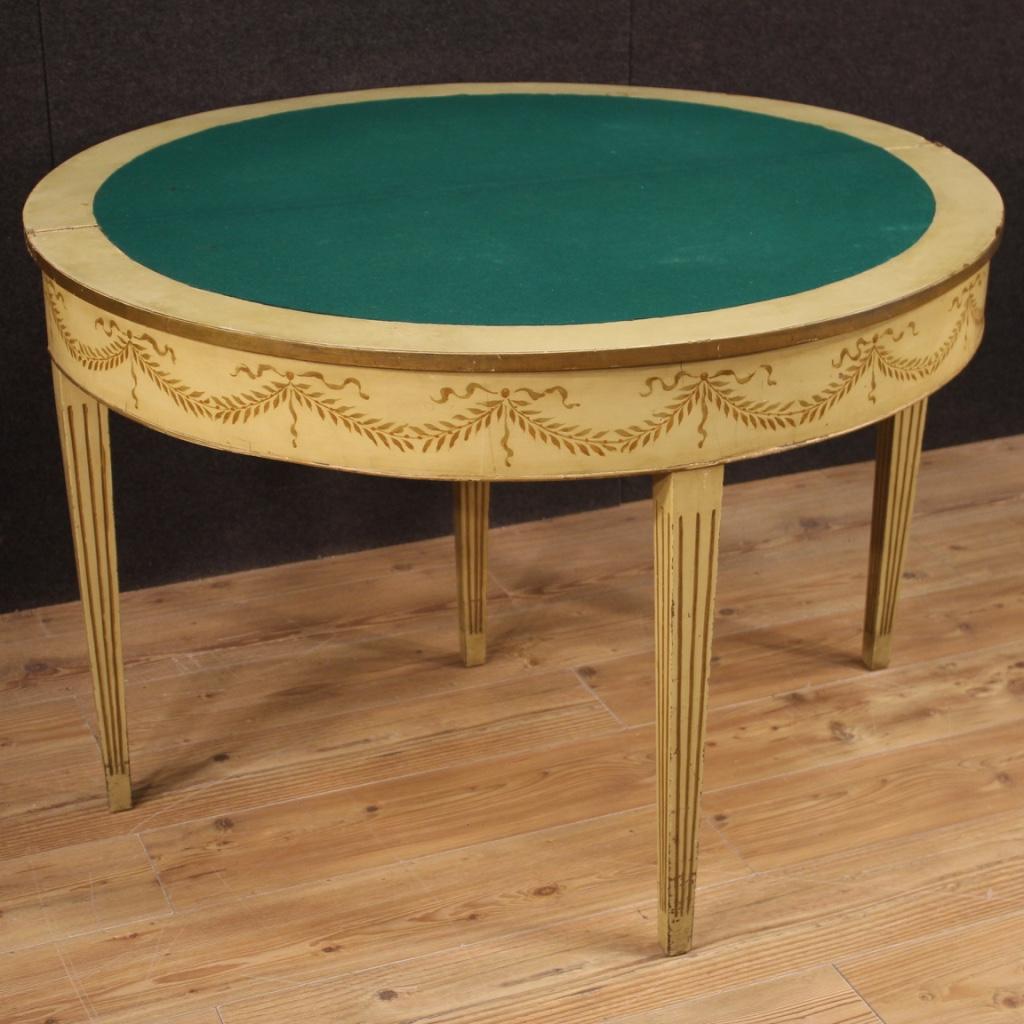 20th Century Lacquered Painted Italian Louis XVI Style Demilune Table Console 6