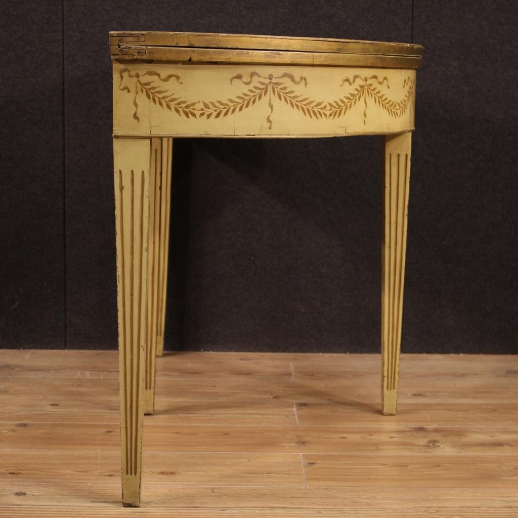 20th Century Lacquered Painted Italian Louis XVI Style Demilune Table Console 2