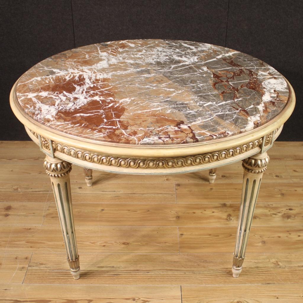 20th Century Lacquered and Painted Wood Italian Louis XVI Style Table, 1960 In Good Condition In Vicoforte, Piedmont