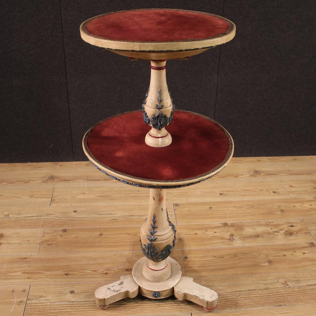 20th Century Lacquered and Painted Wood Italian Round Etagere, 1930 In Fair Condition For Sale In Vicoforte, Piedmont