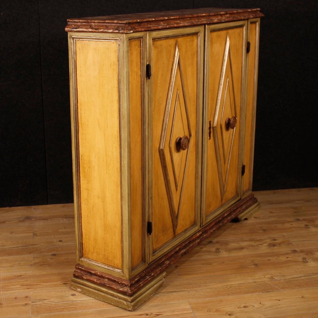 20th Century Lacquered and Painted Wood Italian Sideboard, 1950 In Good Condition In Vicoforte, Piedmont