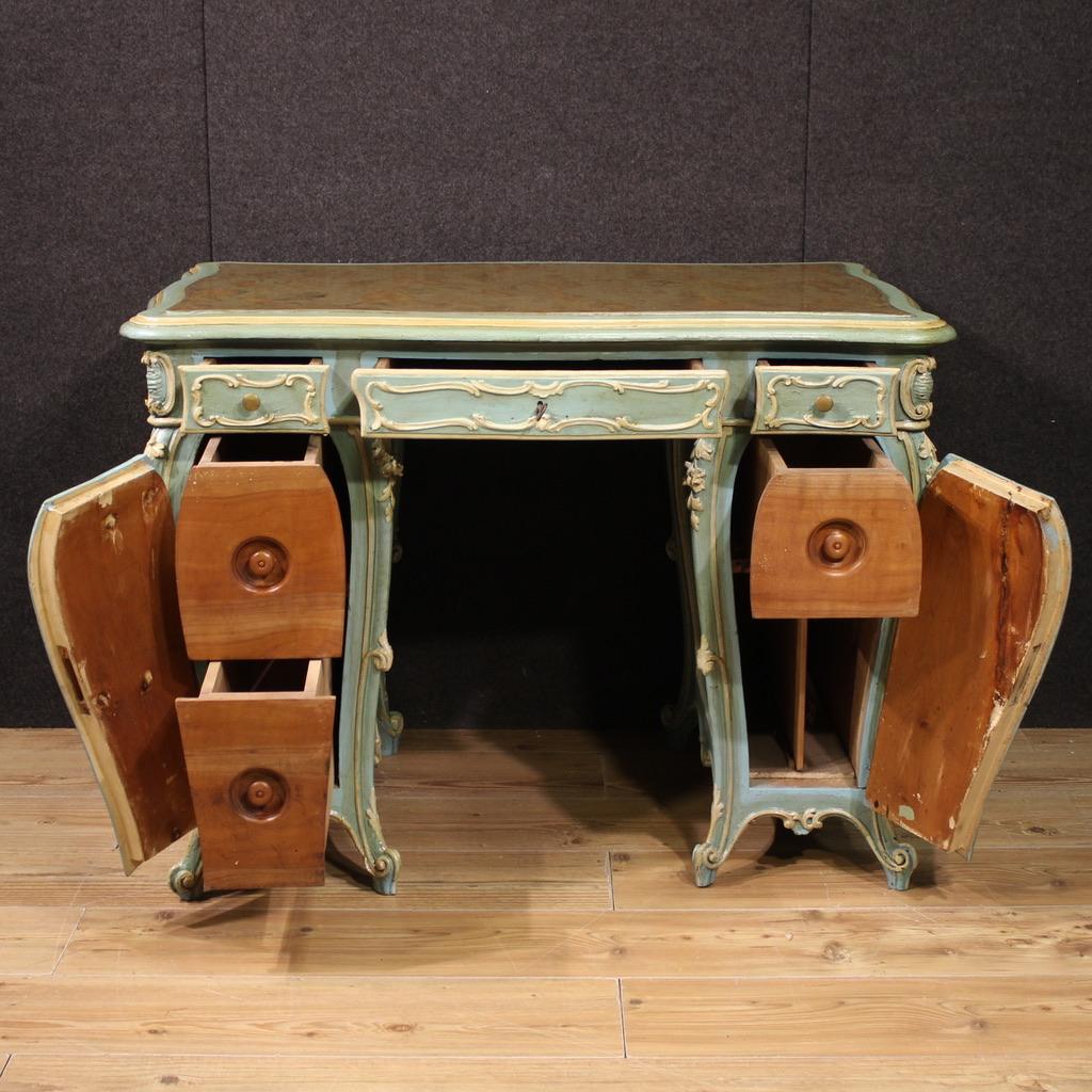 20th Century Lacquered and Painted Wood Italian Writing Desk, 1950s For Sale 6