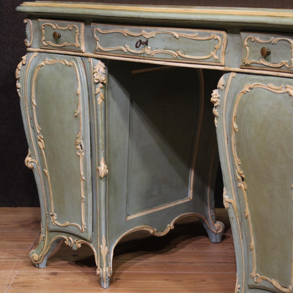 20th Century Lacquered and Painted Wood Italian Writing Desk, 1950s For Sale 7