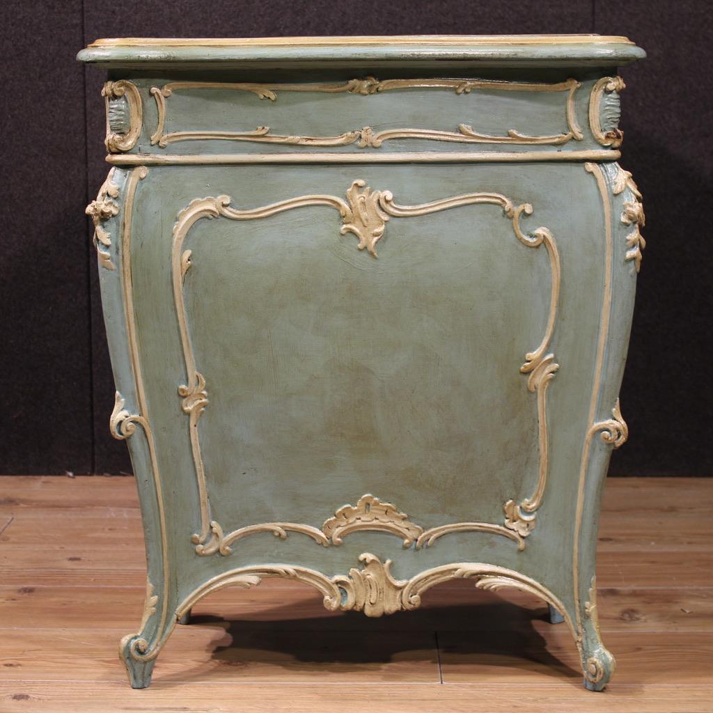 20th Century Lacquered and Painted Wood Italian Writing Desk, 1950s In Good Condition For Sale In Vicoforte, Piedmont