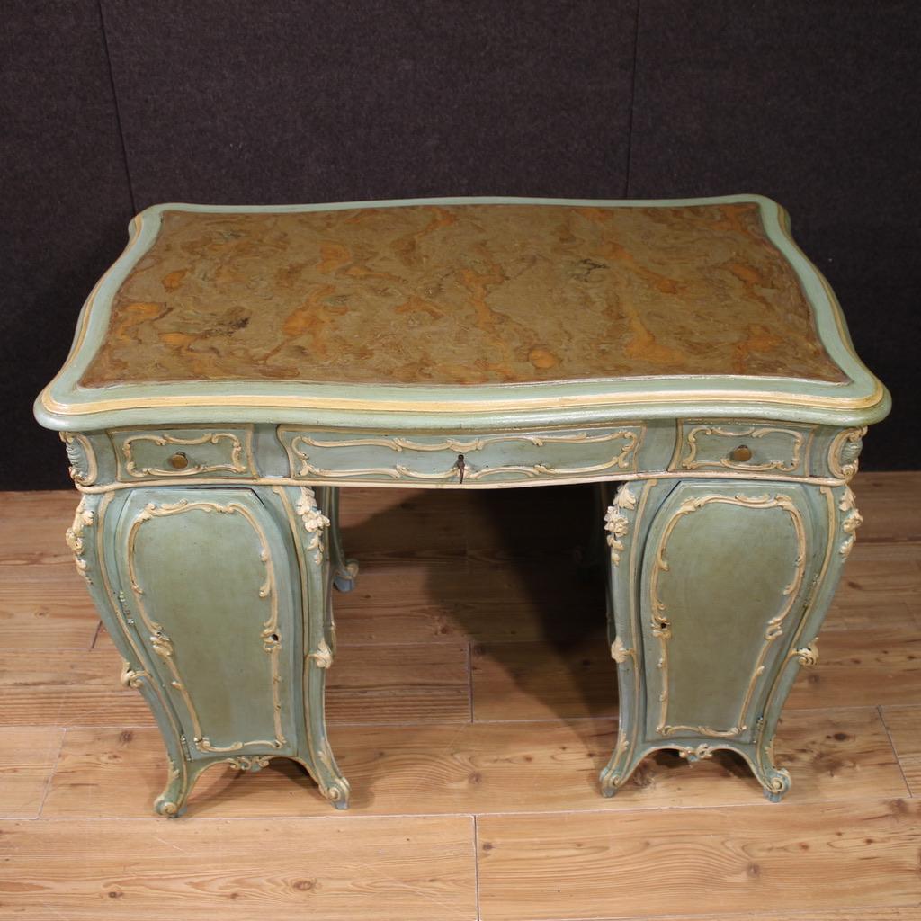 20th Century Lacquered and Painted Wood Italian Writing Desk, 1950s For Sale 1