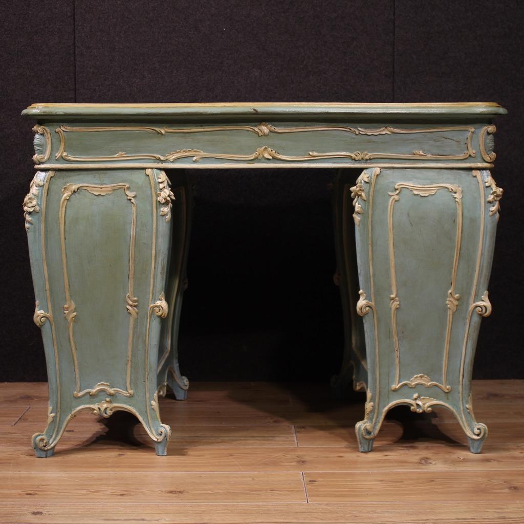 20th Century Lacquered and Painted Wood Italian Writing Desk, 1950s For Sale 2