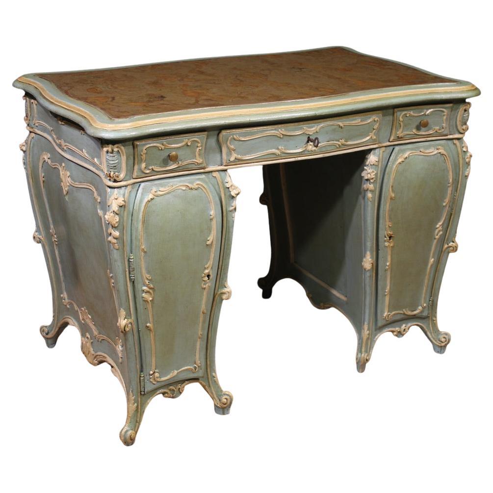 20th Century Lacquered and Painted Wood Italian Writing Desk, 1950s
