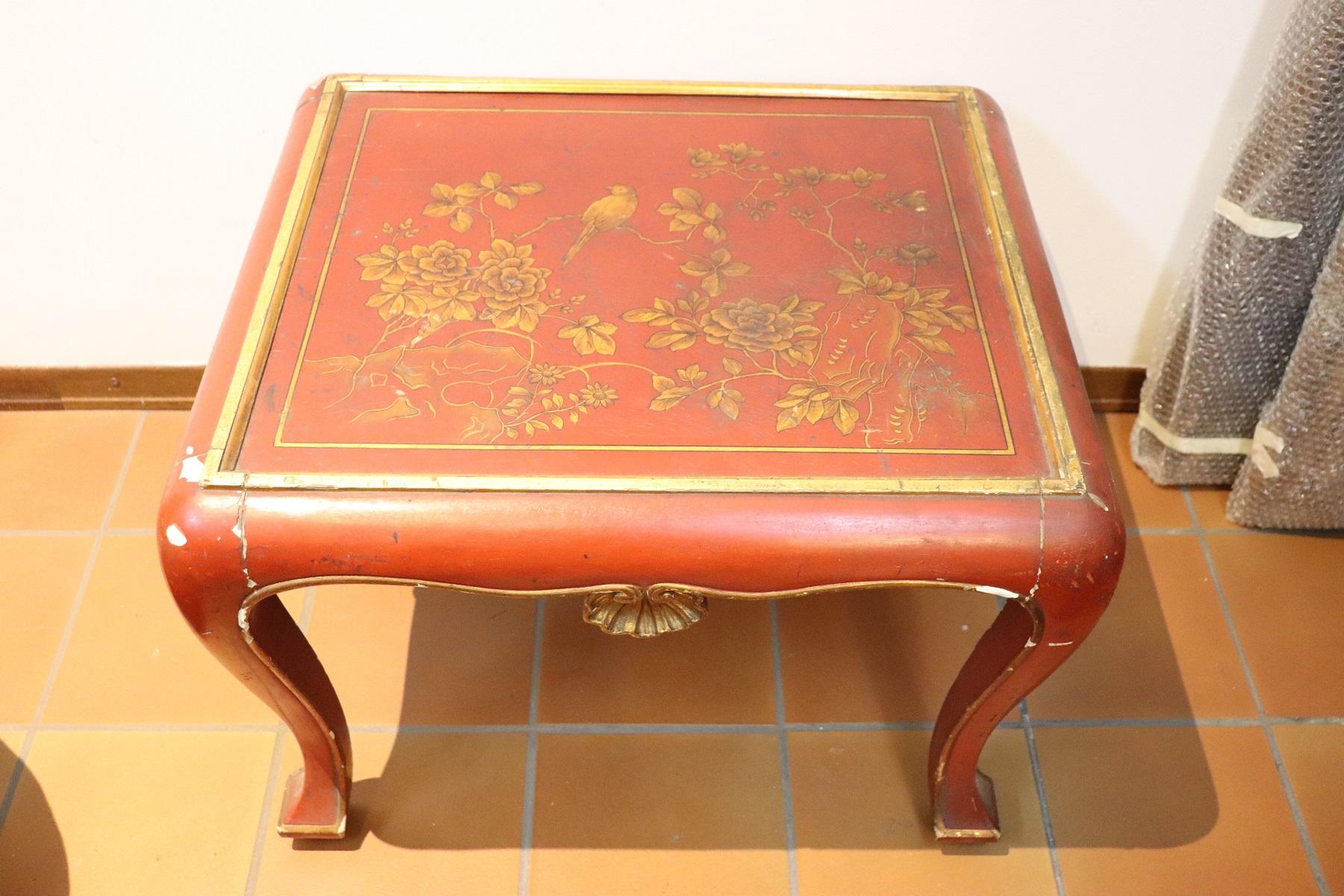 20th Century Lacquered and Painted Wood Japanese Side Table or Sofa Table 2