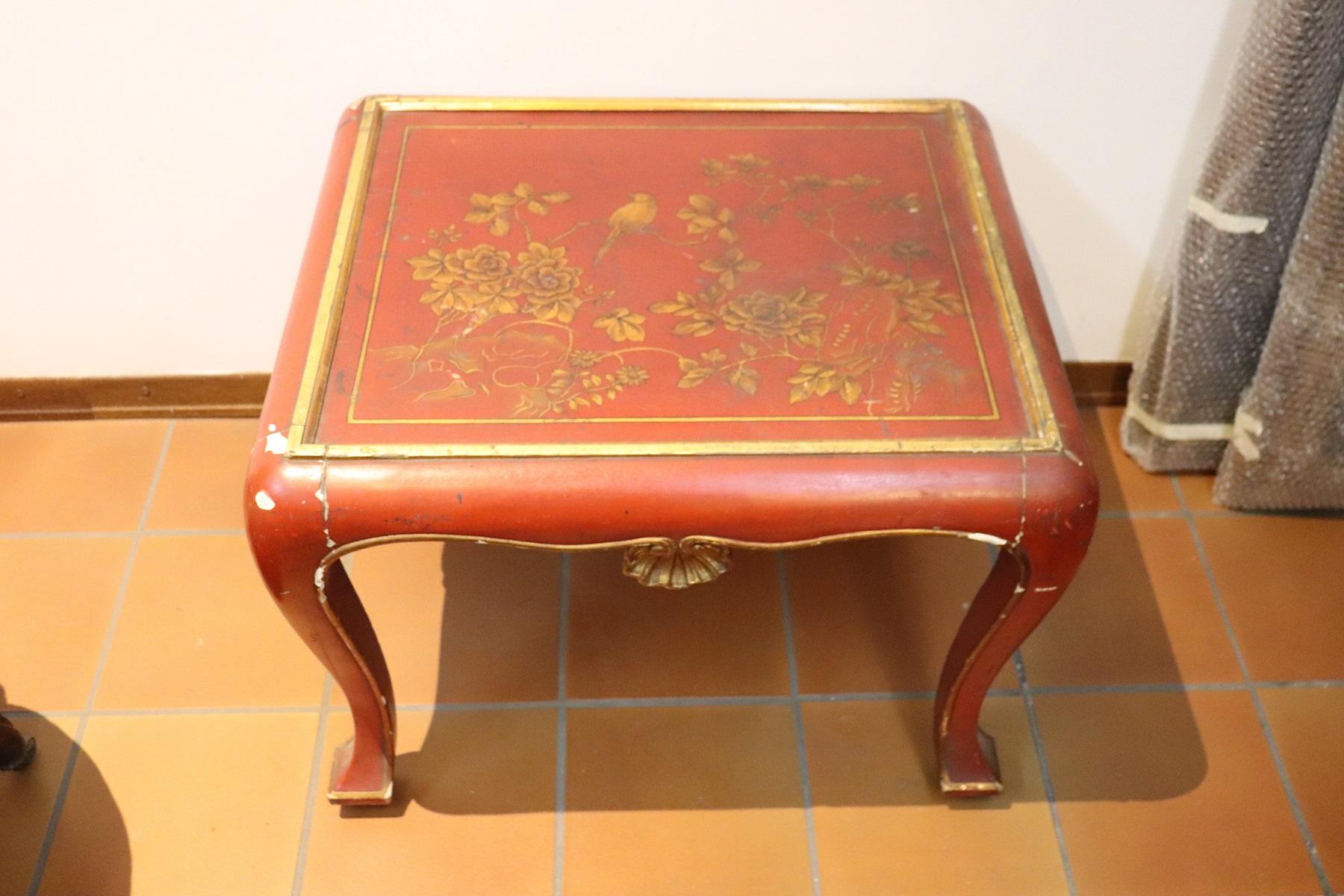 20th Century Lacquered and Painted Wood Japanese Side Table or Sofa Table 1