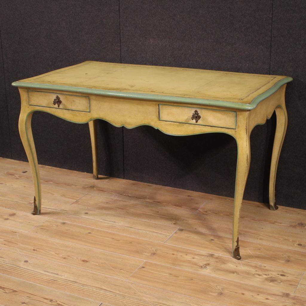 20th Century Lacquered and Painted Wood Louis XV Style French Writing Desk, 1960 2