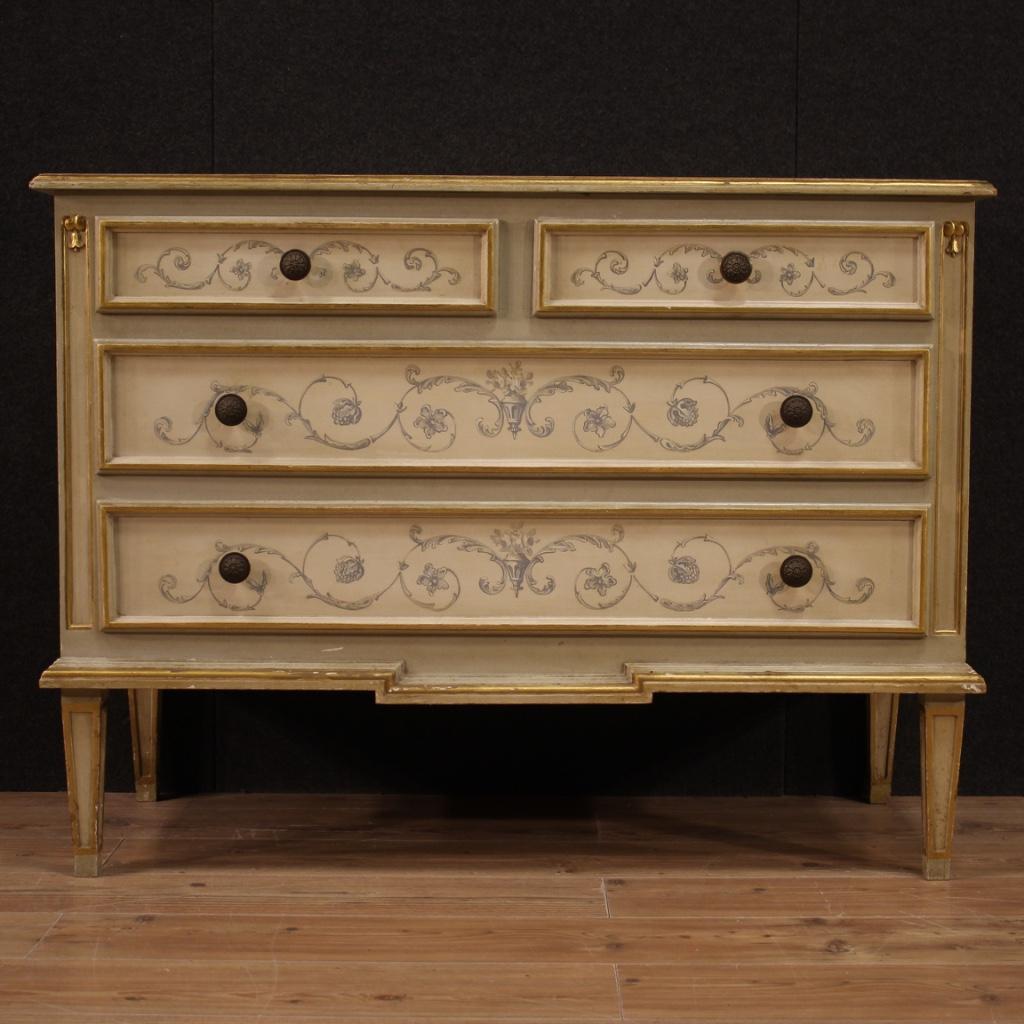 20th Century Lacquered and Painted Wood Louis XVI Style Italian Dresser, 1960 In Good Condition In Vicoforte, Piedmont