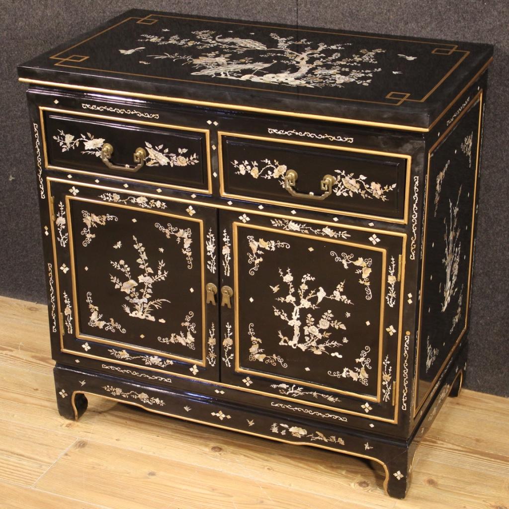 Chinese 20th Century Lacquered and Painted Wood Oriental Sideboard, 1960