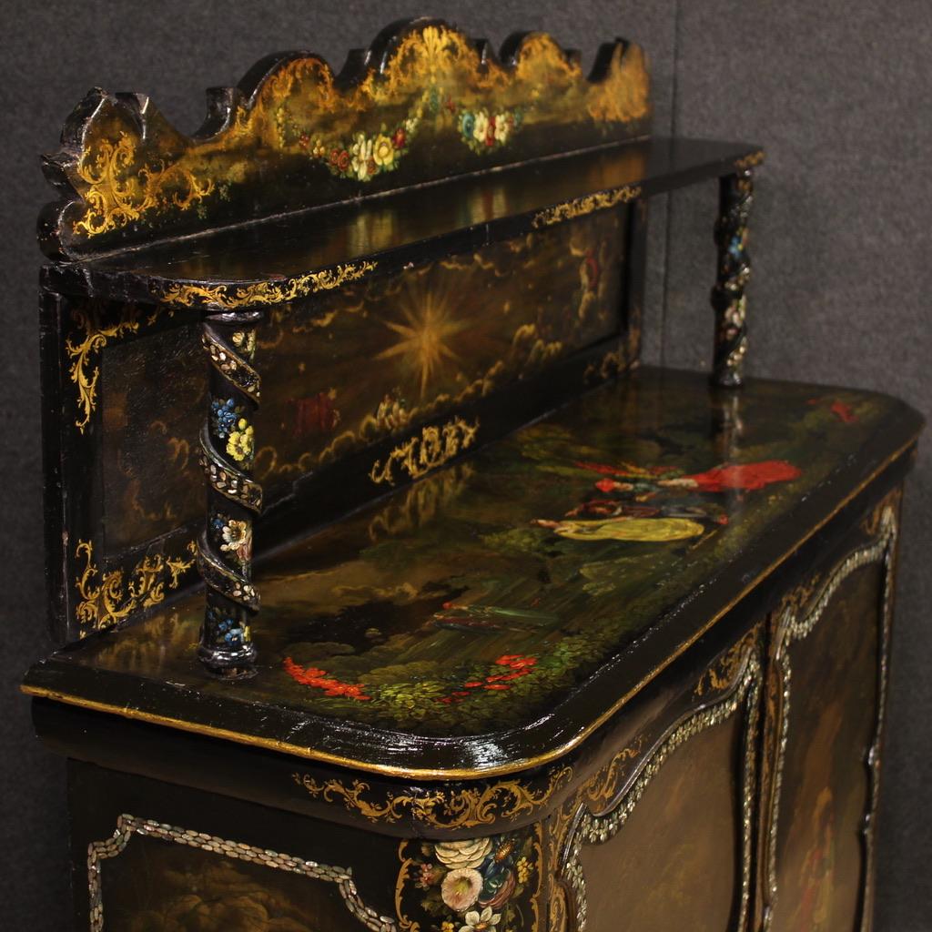 buffet anglais en papier mâché en bois laqué et peint du XIXe siècle, 1880 en vente 5