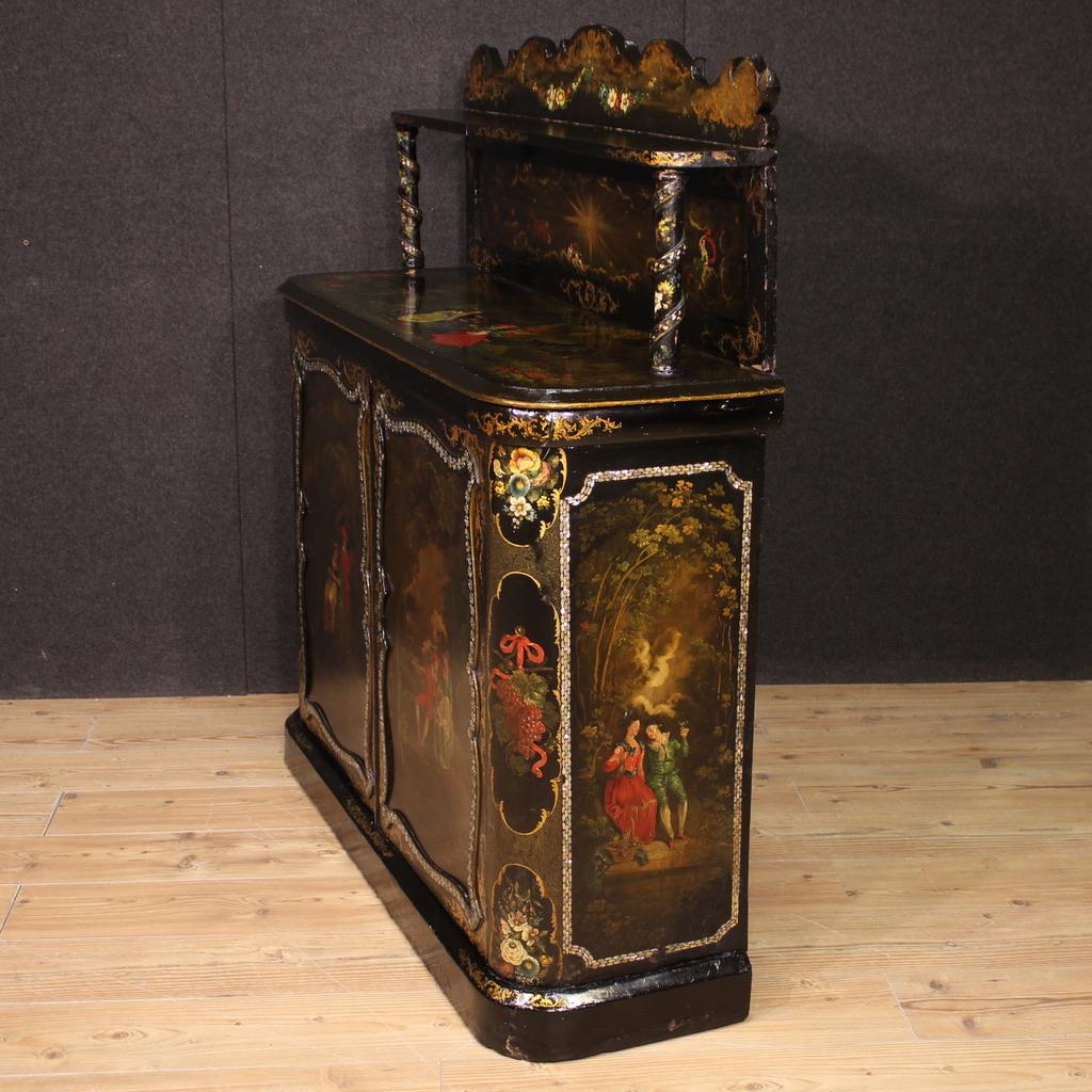 buffet anglais en papier mâché en bois laqué et peint du XIXe siècle, 1880 en vente 6